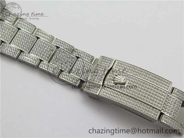 Effortless DateJust 41 126334 904 Full Paved Diamonds BP Maker Best Edition Blue Dial on Oyster Bracelet A 2543