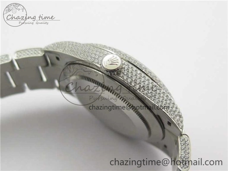 DateJust 41 126334 904 Full Paved Diamonds BP Maker Best Edition Gray Dial on Oyster Bracelet A Packable 2544