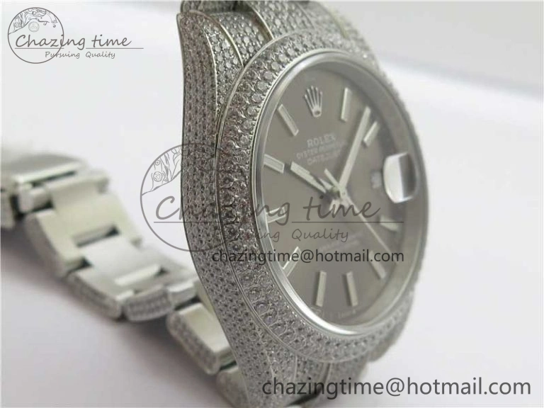 DateJust 41 126334 904 Full Paved Diamonds BP Maker Best Edition Gray Dial on Oyster Bracelet A Packable 2544