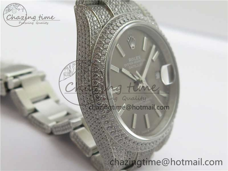 DateJust 41 126334 904 Full Paved Diamonds BP Maker Best Edition Gray Dial on Oyster Bracelet A Packable 2544