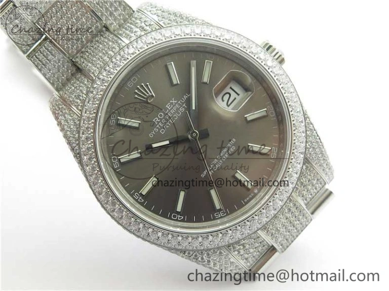 DateJust 41 126334 904 Full Paved Diamonds BP Maker Best Edition Gray Dial on Oyster Bracelet A Packable 2544