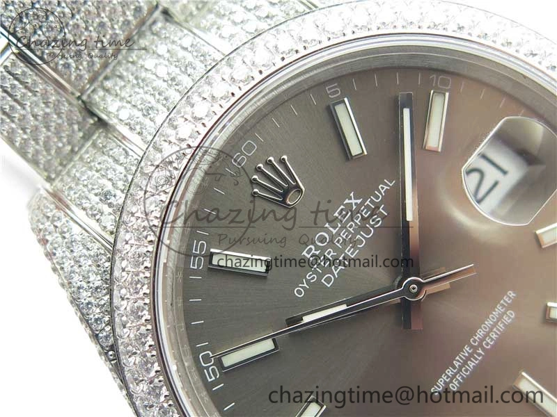 DateJust 41 126334 904 Full Paved Diamonds BP Maker Best Edition Gray Dial on Oyster Bracelet A Packable 2544