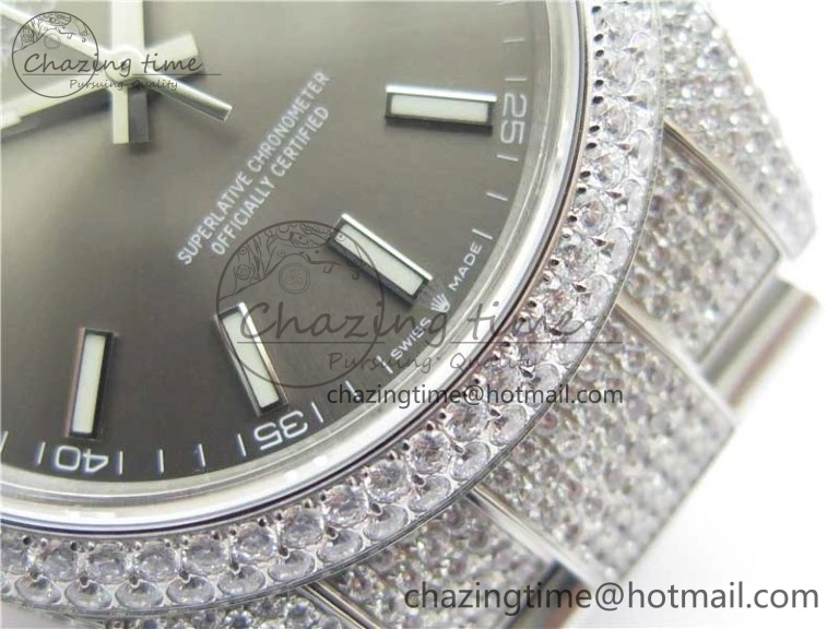 DateJust 41 126334 904 Full Paved Diamonds BP Maker Best Edition Gray Dial on Oyster Bracelet A Packable 2544