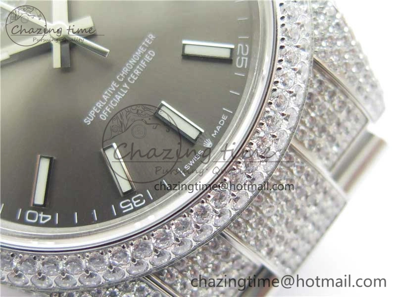DateJust 41 126334 904 Full Paved Diamonds BP Maker Best Edition Gray Dial on Oyster Bracelet A Packable 2544