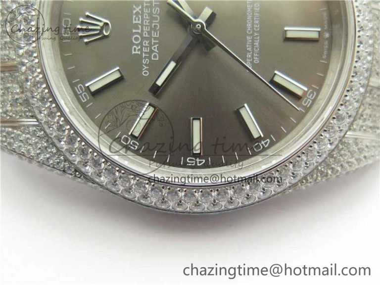 DateJust 41 126334 904 Full Paved Diamonds BP Maker Best Edition Gray Dial on Oyster Bracelet A Packable 2544
