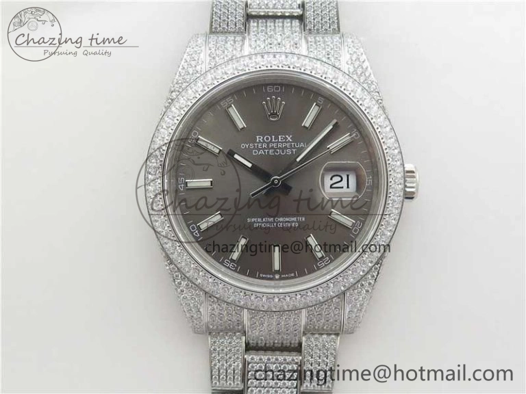 DateJust 41 126334 904 Full Paved Diamonds BP Maker Best Edition Gray Dial on Oyster Bracelet A Packable 2544