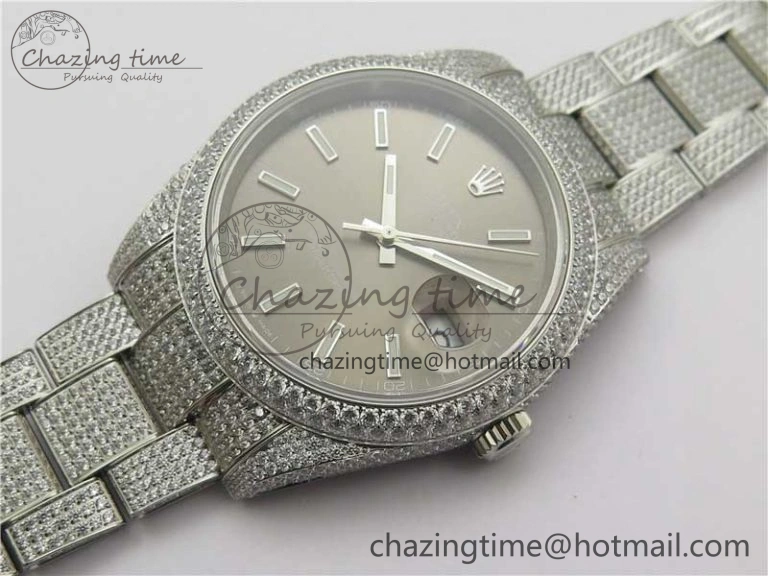DateJust 41 126334 904 Full Paved Diamonds BP Maker Best Edition Gray Dial on Oyster Bracelet A Packable 2544