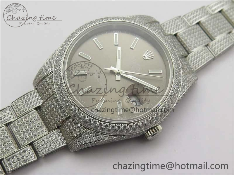 DateJust 41 126334 904 Full Paved Diamonds BP Maker Best Edition Gray Dial on Oyster Bracelet A Packable 2544