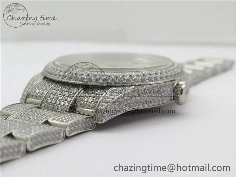 DateJust 41 126334 904 Full Paved Diamonds BP Maker Best Edition Silver Dial on Oyster Bracelet A Soft 2542