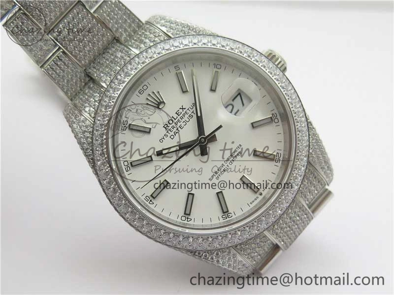 DateJust 41 126334 904 Full Paved Diamonds BP Maker Best Edition White Dial on Oyster Bracelet A Durable 2546