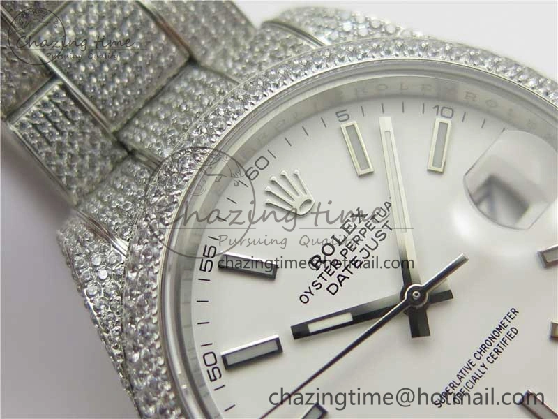 DateJust 41 126334 904 Full Paved Diamonds BP Maker Best Edition White Dial on Oyster Bracelet A Durable 2546