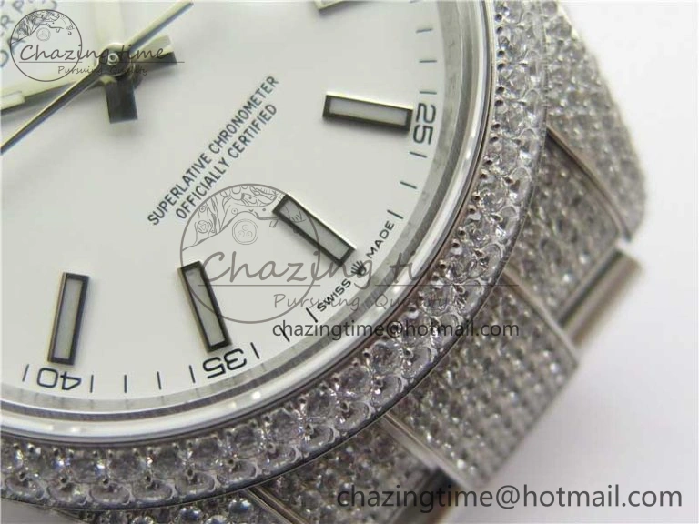 DateJust 41 126334 904 Full Paved Diamonds BP Maker Best Edition White Dial on Oyster Bracelet A Durable 2546