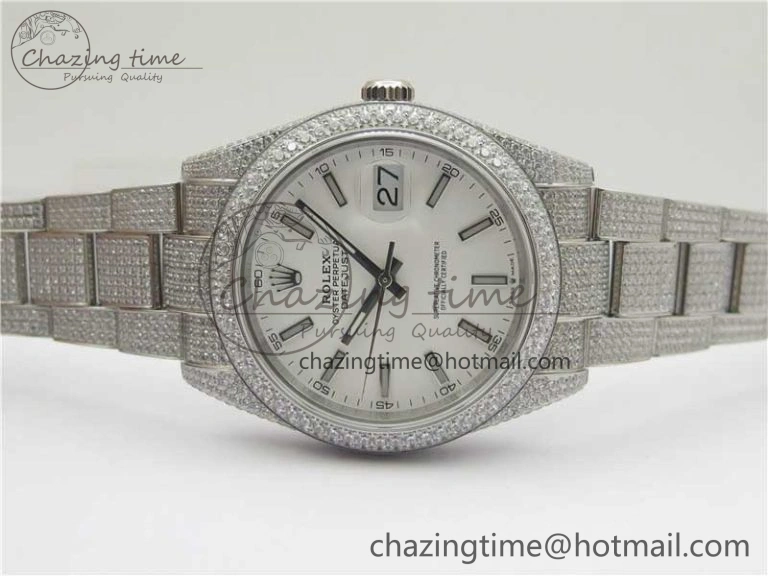 DateJust 41 126334 904 Full Paved Diamonds BP Maker Best Edition White Dial on Oyster Bracelet A Durable 2546