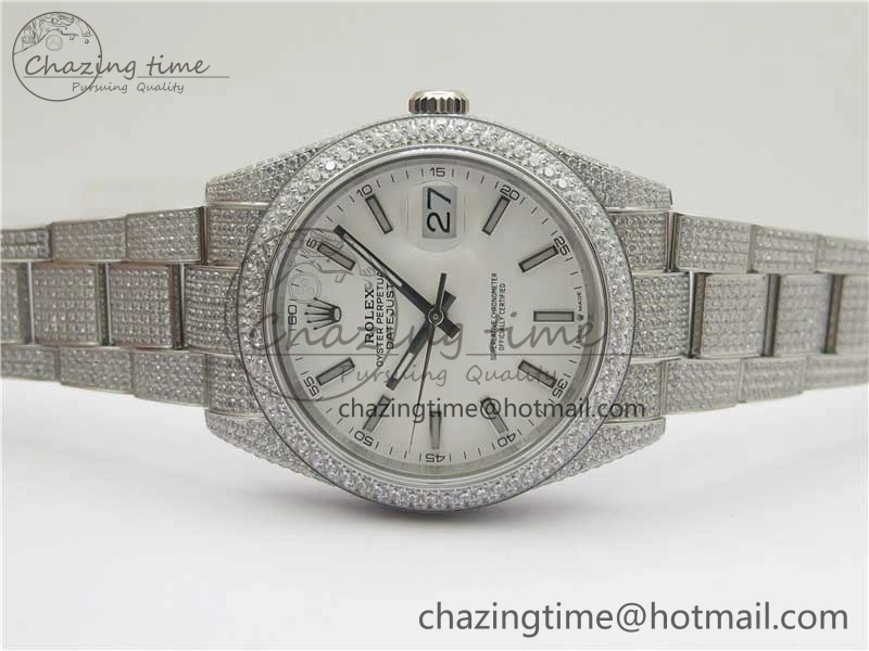 DateJust 41 126334 904 Full Paved Diamonds BP Maker Best Edition White Dial on Oyster Bracelet A Durable 2546