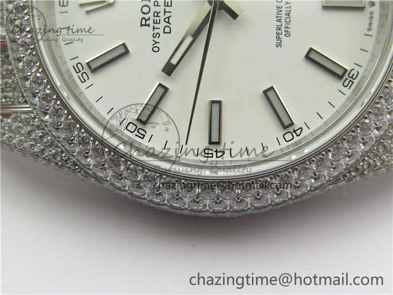 DateJust 41 126334 904 Full Paved Diamonds BP Maker Best Edition White Dial on Oyster Bracelet A Durable 2546