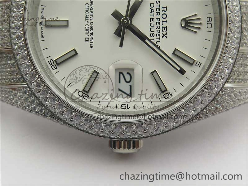 DateJust 41 126334 904 Full Paved Diamonds BP Maker Best Edition White Dial on Oyster Bracelet A Durable 2546