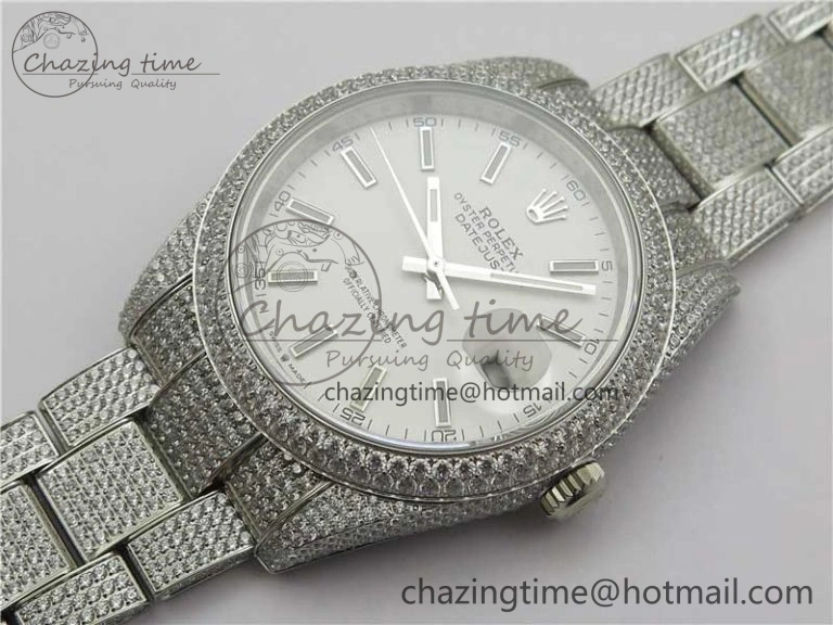 DateJust 41 126334 904 Full Paved Diamonds BP Maker Best Edition White Dial on Oyster Bracelet A Durable 2546