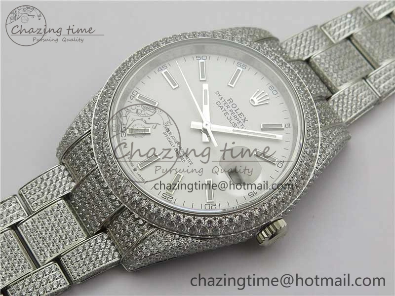 DateJust 41 126334 904 Full Paved Diamonds BP Maker Best Edition White Dial on Oyster Bracelet A Durable 2546
