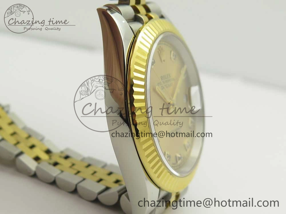 UrbanStyle DateJust 41 126334 904L SS YG DJF 1:1 Best Edition Gold Dial Diamond Markers on SS YG Jubilee Bracelet A 3250