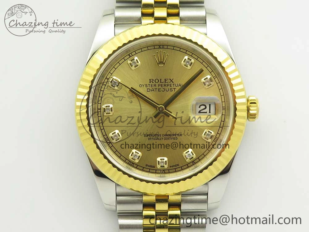 UrbanStyle DateJust 41 126334 904L SS YG DJF 1:1 Best Edition Gold Dial Diamond Markers on SS YG Jubilee Bracelet A 3250