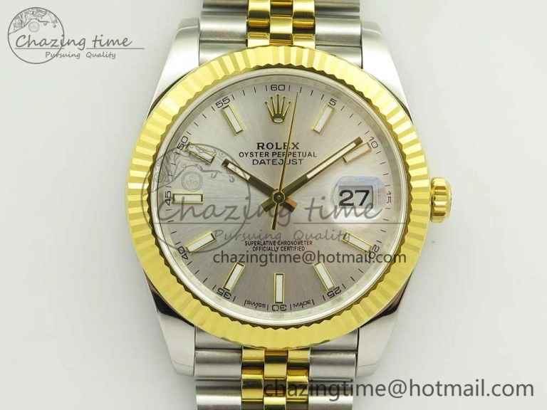 DateJust 41 126334 904L SS YG DJF 1:1 Best Edition Silver Dial Stick Markers on SS YG Jubilee Bracelet A Soft 3247