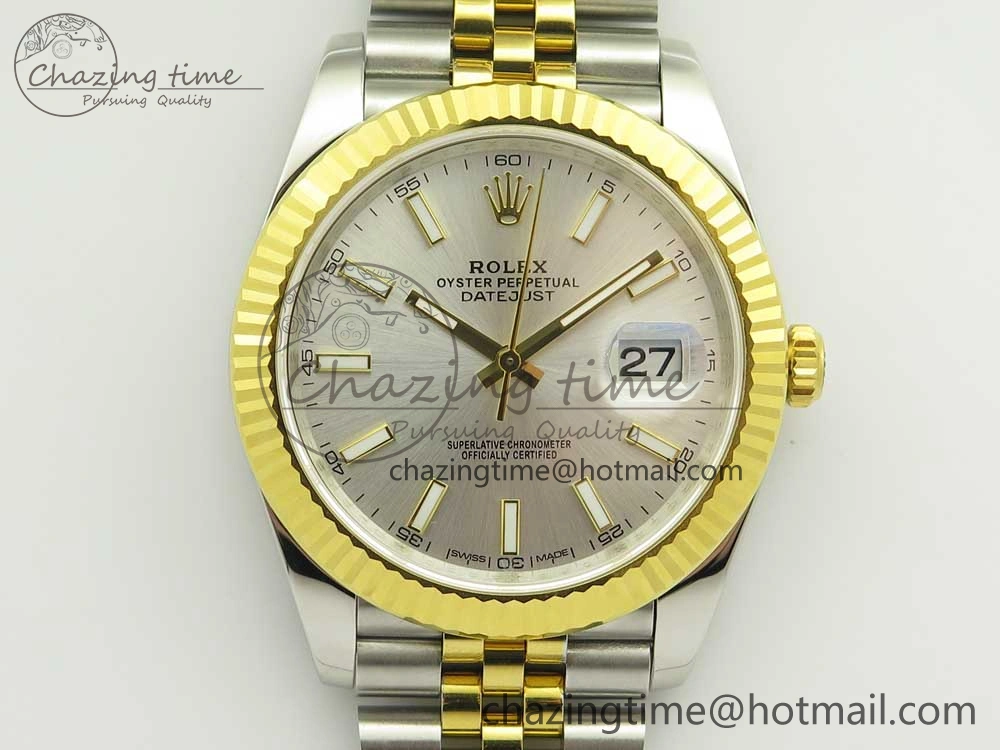 DateJust 41 126334 904L SS YG DJF 1:1 Best Edition Silver Dial Stick Markers on SS YG Jubilee Bracelet A Soft 3247