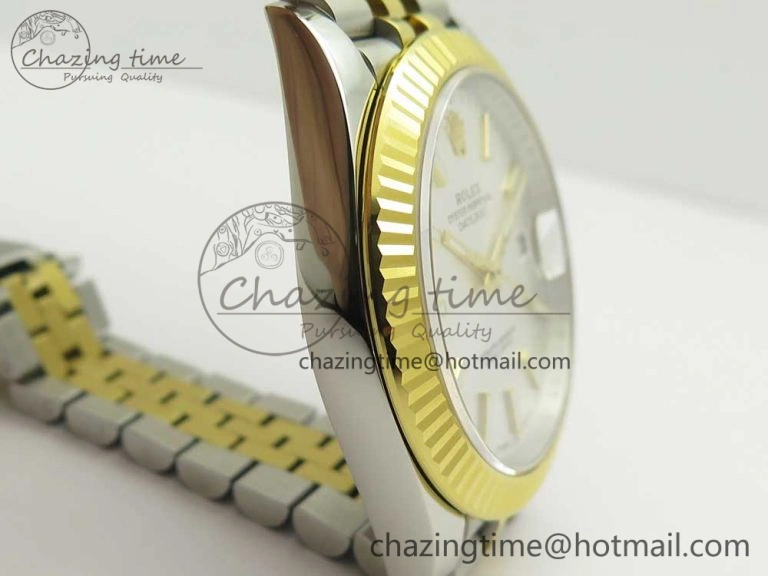 DateJust 41 126334 904L SS YG DJF 1:1 Best Edition Silver Dial Stick Markers on SS YG Jubilee Bracelet A Soft 3247