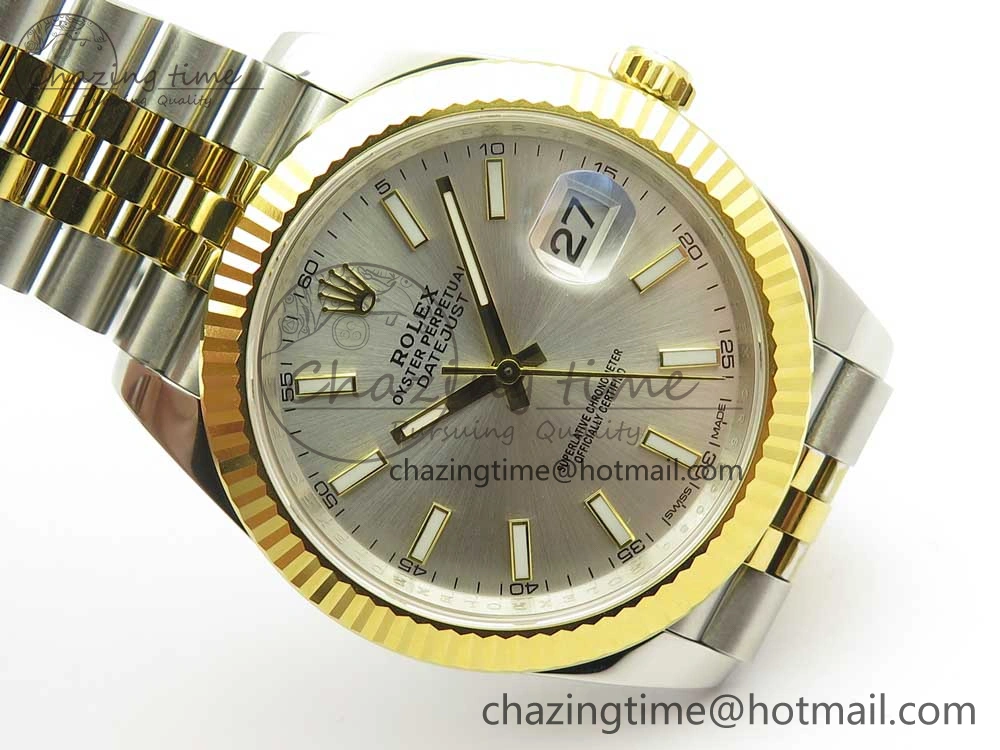 DateJust 41 126334 904L SS YG DJF 1:1 Best Edition Silver Dial Stick Markers on SS YG Jubilee Bracelet A Soft 3247