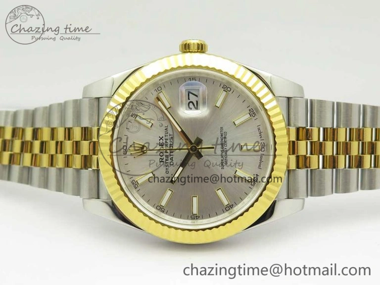 DateJust 41 126334 904L SS YG DJF 1:1 Best Edition Silver Dial Stick Markers on SS YG Jubilee Bracelet A Soft 3247