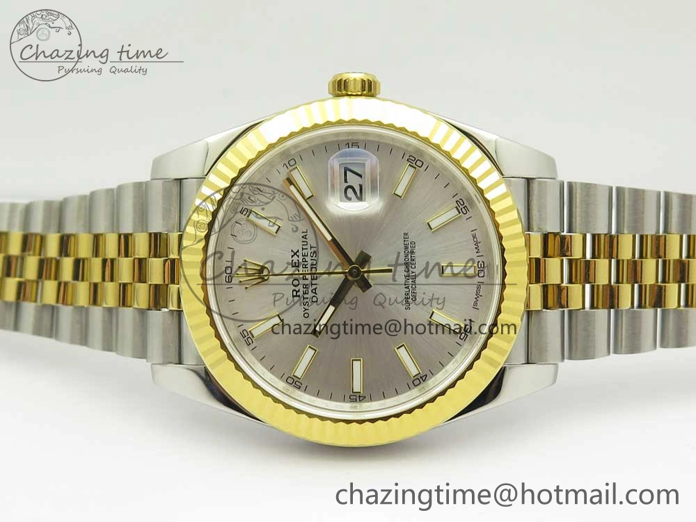DateJust 41 126334 904L SS YG DJF 1:1 Best Edition Silver Dial Stick Markers on SS YG Jubilee Bracelet A Soft 3247