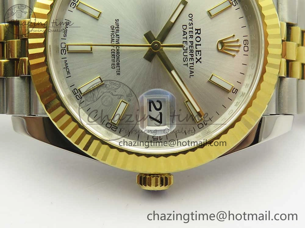 DateJust 41 126334 904L SS YG DJF 1:1 Best Edition Silver Dial Stick Markers on SS YG Jubilee Bracelet A Soft 3247