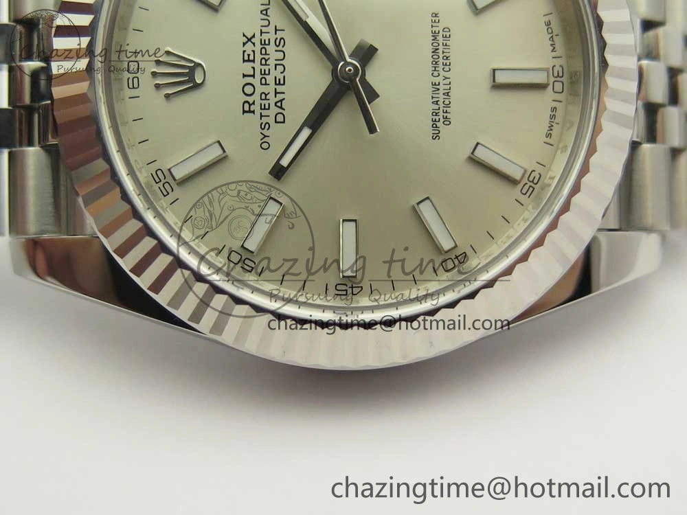 Sleek DateJust 41 126334 ARF 1:1 Best Edition 904L Steel Silver Dial on Jubilee Bracelet A 3251