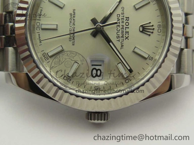 Sleek DateJust 41 126334 ARF 1:1 Best Edition 904L Steel Silver Dial on Jubilee Bracelet A 3251