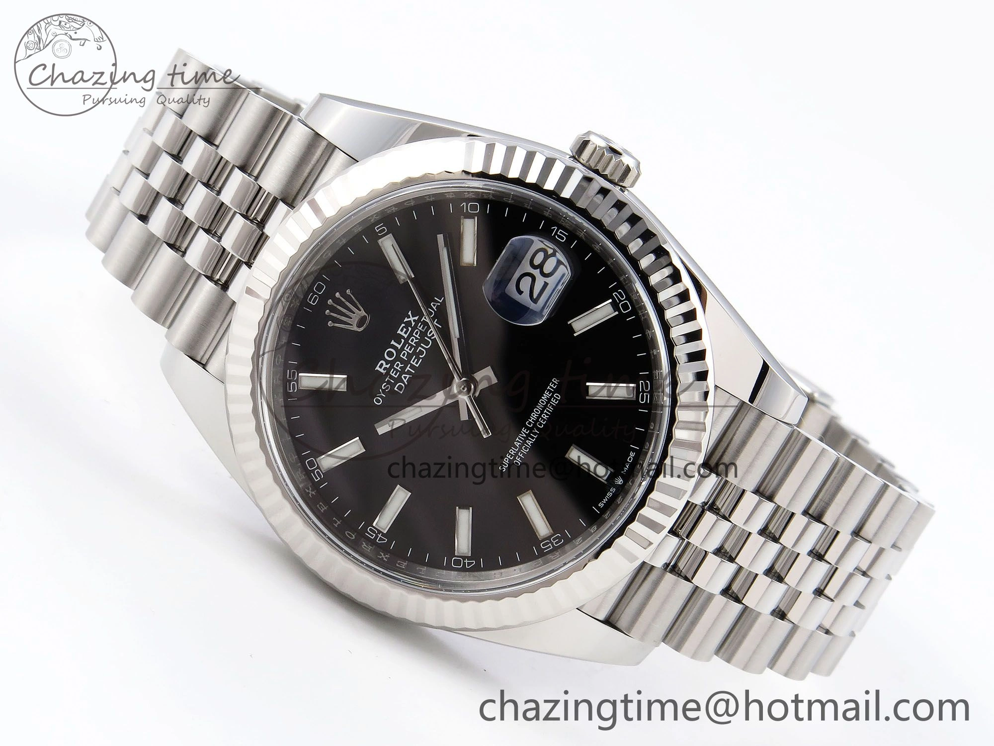 Breathable DateJust 41 126334 C+F 1:1 Best Edition 904L Steel Black Dial on SS Jubilee Bracelet VR 1387