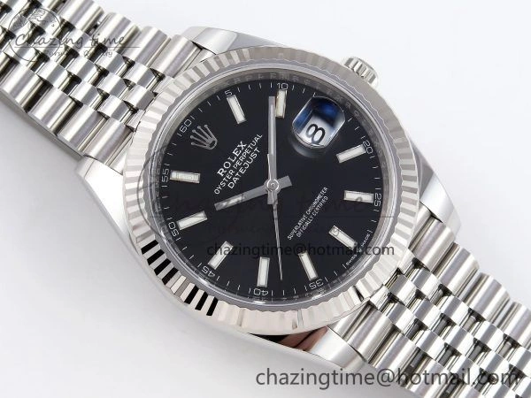 Breathable DateJust 41 126334 C+F 1:1 Best Edition 904L Steel Black Dial on SS Jubilee Bracelet VR 1387