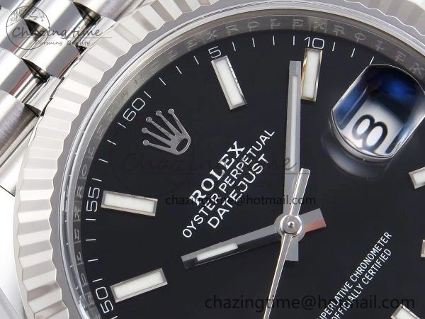 Breathable DateJust 41 126334 C+F 1:1 Best Edition 904L Steel Black Dial on SS Jubilee Bracelet VR 1387