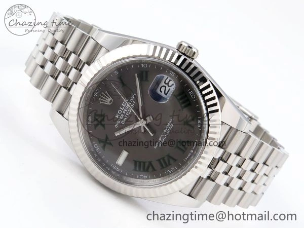 DateJust 41 126334 C+F 1:1 Best Edition 904L Steel Gray Dial Green Roman on SS Jubilee Bracelet VR FastDry 1390