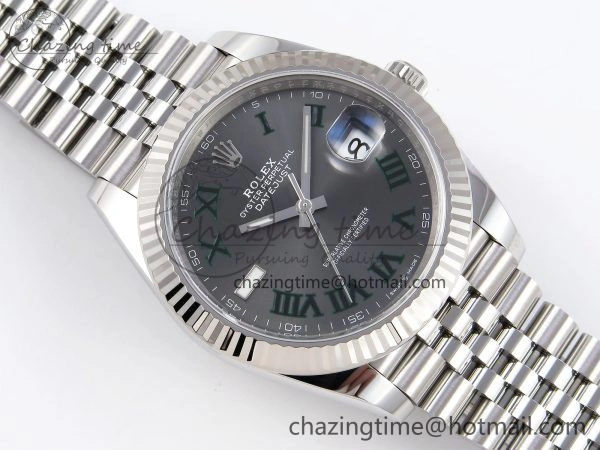 DateJust 41 126334 C+F 1:1 Best Edition 904L Steel Gray Dial Green Roman on SS Jubilee Bracelet VR FastDry 1390