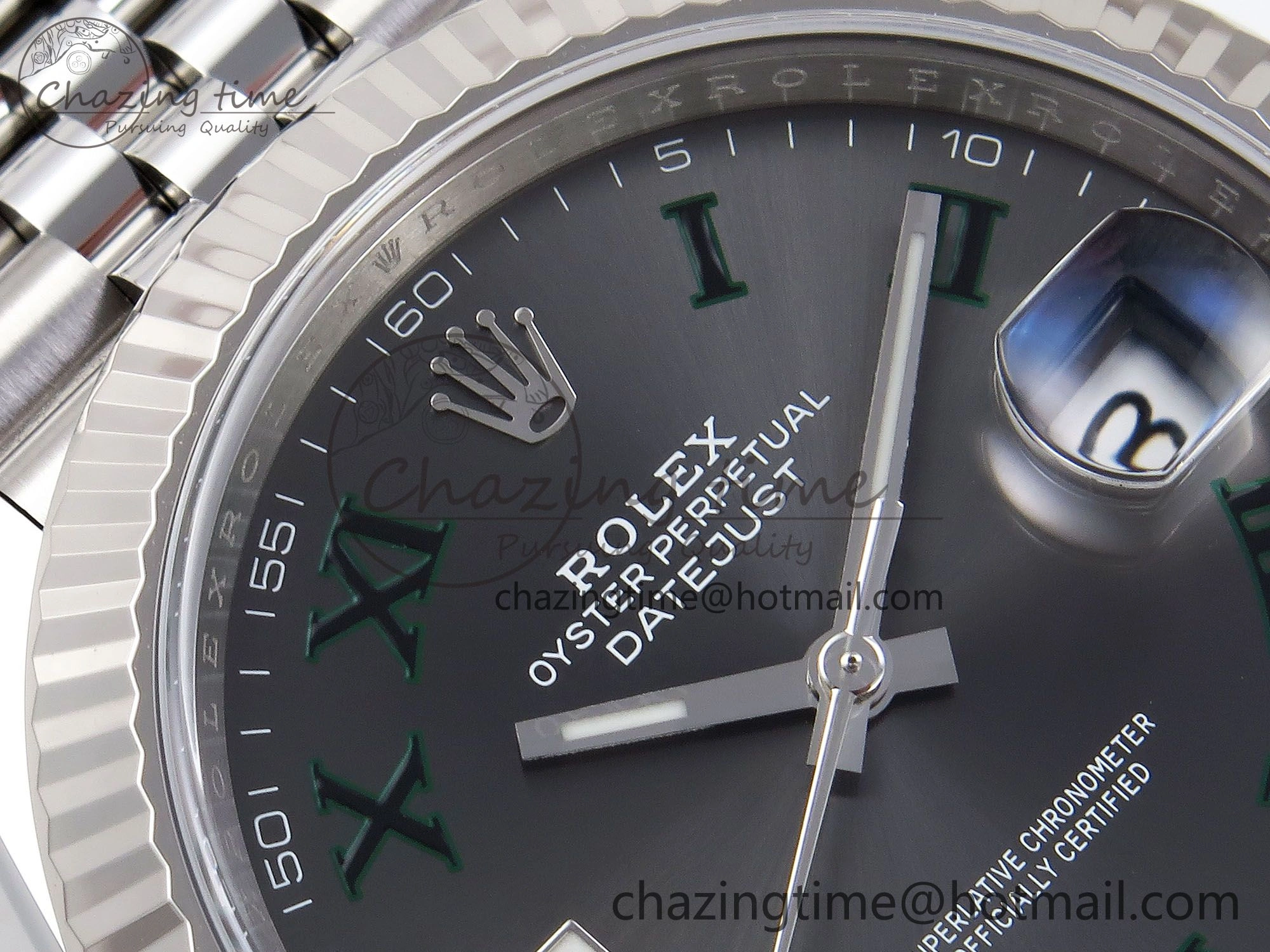 DateJust 41 126334 C+F 1:1 Best Edition 904L Steel Gray Dial Green Roman on SS Jubilee Bracelet VR FastDry 1390