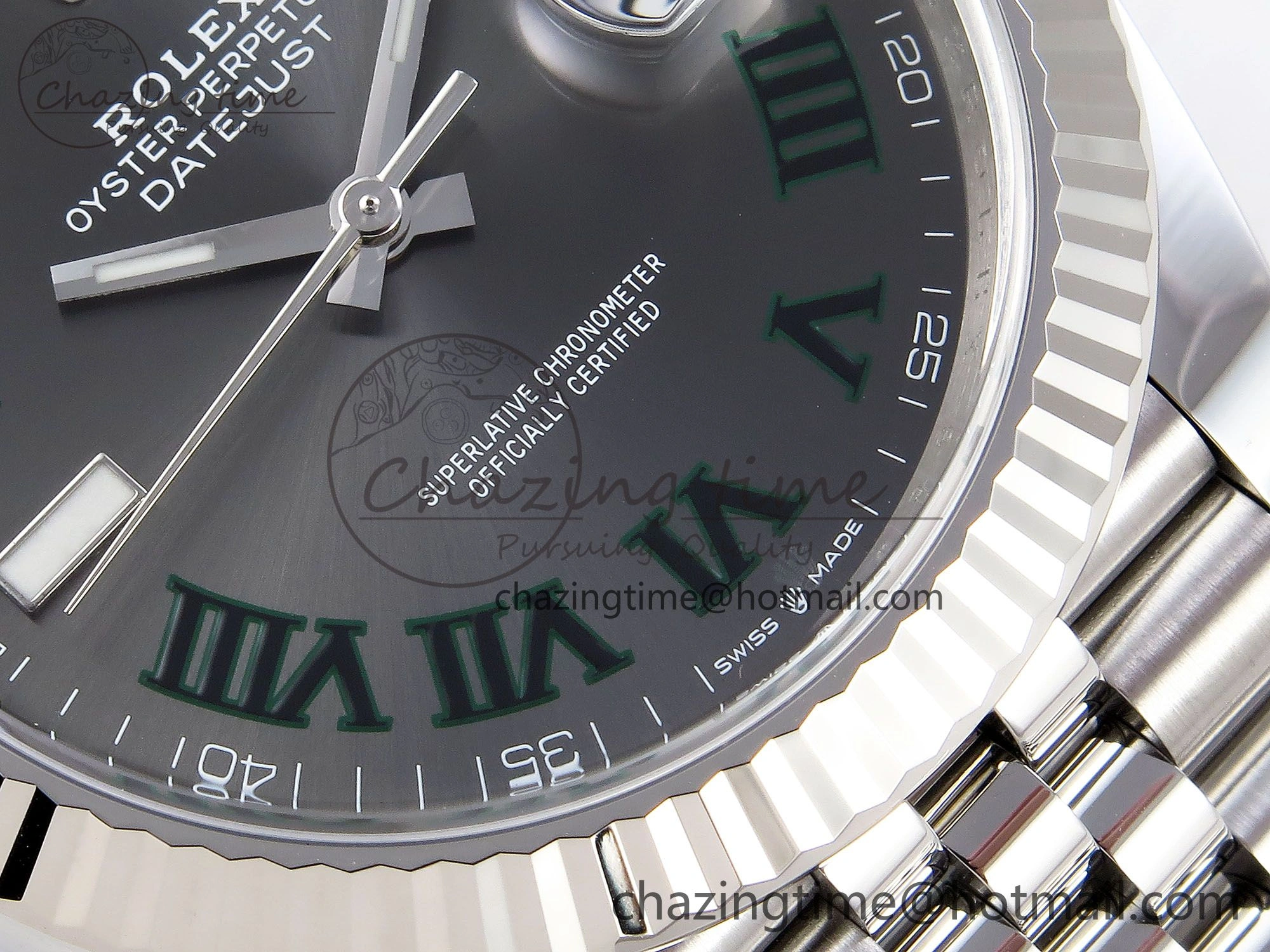 DateJust 41 126334 C+F 1:1 Best Edition 904L Steel Gray Dial Green Roman on SS Jubilee Bracelet VR FastDry 1390