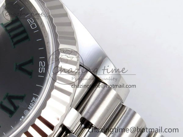 DateJust 41 126334 C+F 1:1 Best Edition 904L Steel Gray Dial Green Roman on SS Jubilee Bracelet VR FastDry 1390