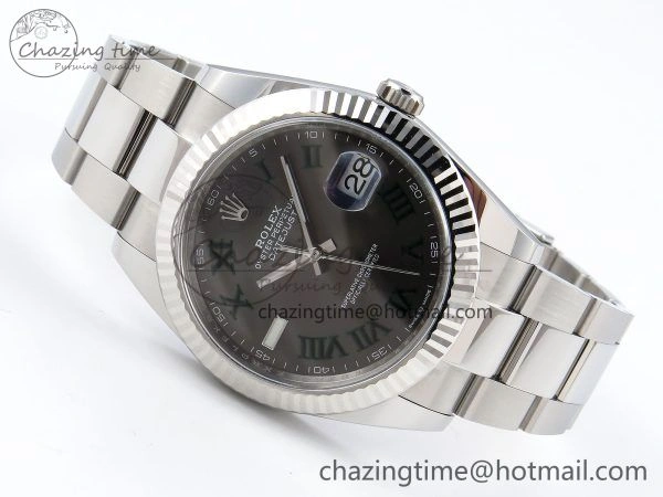 DateJust 41 126334 C+F 1:1 Best Edition 904L Steel Gray Dial Green Roman on SS Oyster Bracelet VR UrbanStyle 1406