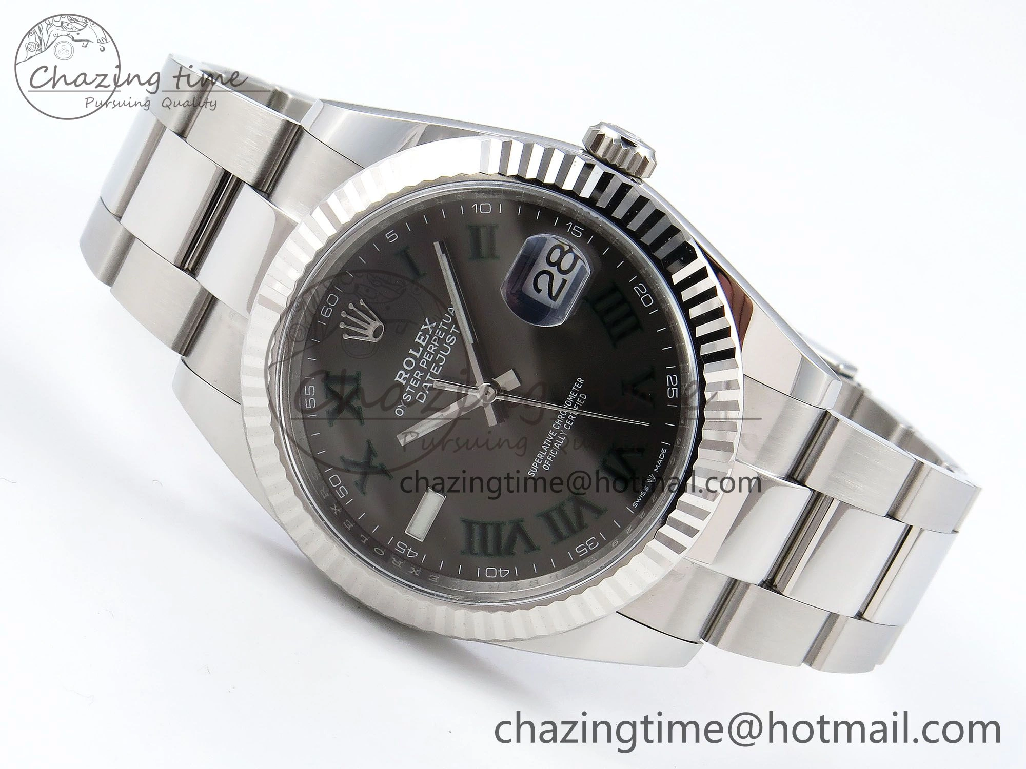DateJust 41 126334 C+F 1:1 Best Edition 904L Steel Gray Dial Green Roman on SS Oyster Bracelet VR UrbanStyle 1406