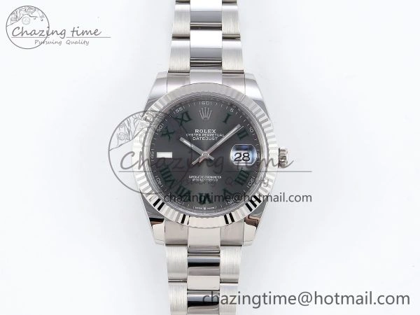 DateJust 41 126334 C+F 1:1 Best Edition 904L Steel Gray Dial Green Roman on SS Oyster Bracelet VR UrbanStyle 1406