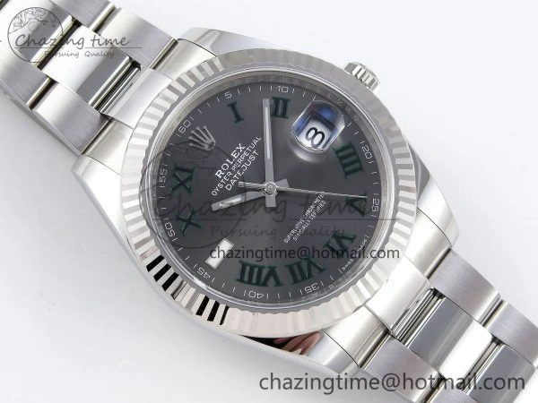 DateJust 41 126334 C+F 1:1 Best Edition 904L Steel Gray Dial Green Roman on SS Oyster Bracelet VR UrbanStyle 1406