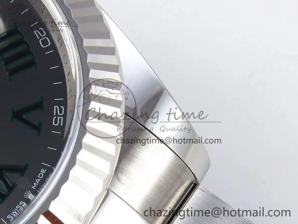 DateJust 41 126334 C+F 1:1 Best Edition 904L Steel Gray Dial Green Roman on SS Oyster Bracelet VR UrbanStyle 1406