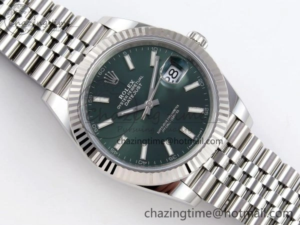DateJust 41 126334 C+F 1:1 Best Edition 904L Steel Green Dial on SS Jubilee Bracelet VR Upgraded 1392