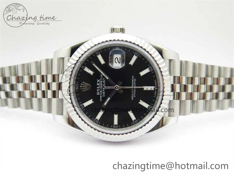 Flexible DateJust 41 126334 Clean 1:1 Best Edition 904L Steel Black Stick Dial on Jubilee Bracelet VR 2466