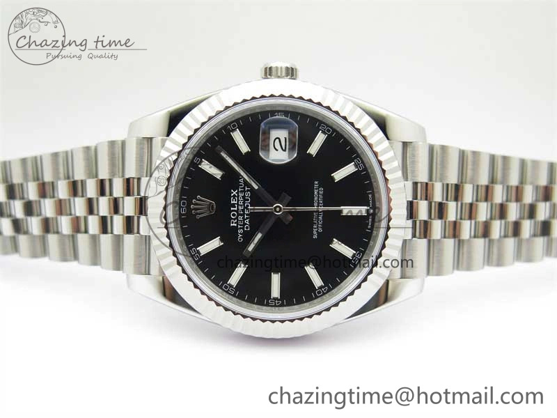 Flexible DateJust 41 126334 Clean 1:1 Best Edition 904L Steel Black Stick Dial on Jubilee Bracelet VR 2466