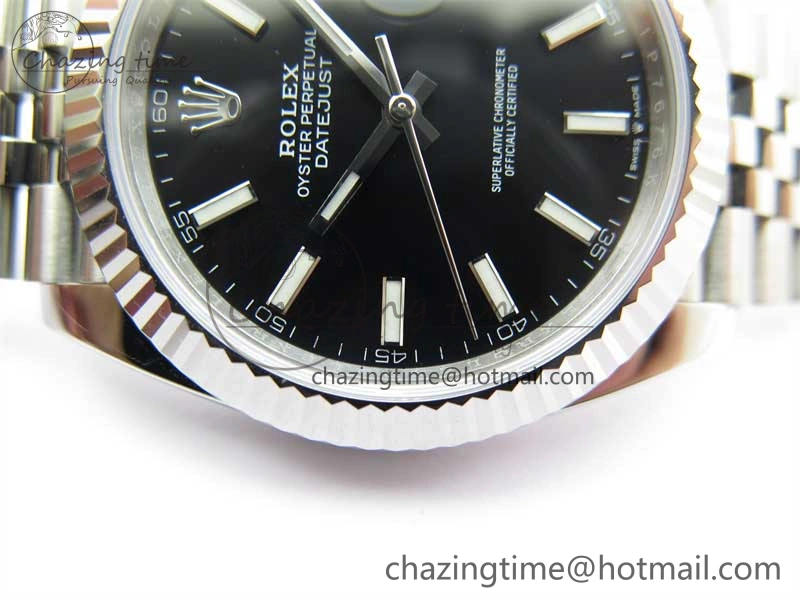 Flexible DateJust 41 126334 Clean 1:1 Best Edition 904L Steel Black Stick Dial on Jubilee Bracelet VR 2466